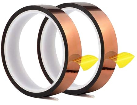 Nastro Alte Temperature,2 Rotoli Nastro Adesivo in Poliimmide Polyimide Kapton Tape per Stampante 3D Uso Elettrico Saldatura Isolamento di Circuiti Resistente a Temperature 10mm