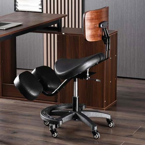 CMYUN Sattelhocker Verstellbarer Kniestuhl für Das Büro Zu Hause, Ergonomischer Sattelstuhl mit Rollen, Sattelhocker für Zahnarztpraxen Oder Kliniken, Einfach Zu Montieren