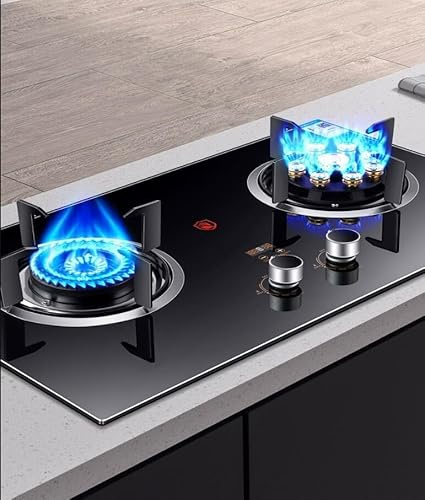 Stufa Gas Doppio - Vetro Temperato Fornelli A Gas, Cucine A Gas Da Tavolo E Da Incasso, Stufa A Gas A Temporizzazione Intelligente, Con Protezione Fiamma E Promemoria Visivo Antiscottatura(LPG(Left 4.