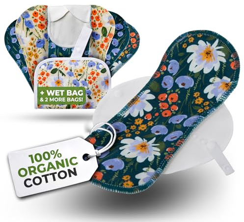 Natissy Bio-Baumwolle Slipeinlagen für Frauen und Teenager, Waschbar, Weich, Atmungsaktiv, Hautfreundlich und Wiederverwendbar - 7er-Set Größe S - Made in EU