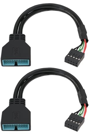 EMSea 2 Cables Adaptadores USB 3.0 de 19 Pines Macho A USB 2.0 de 9 Pines Interno Adecuado para Interfaz Externa de Chasis 3.0 (20 Cm)