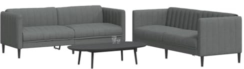 Homgoday 2-TLG. Sofagarnitur Dunkelgrau Stoff Wohnzimmersofa Sitzsofa Sofa Couch Gästesofa Loungesofa Polstersofa Couchgarnitur Sitzmöbel für Wohnzimmer Büro