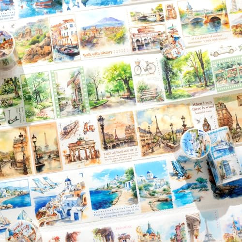 Accessoires de scrapbooking Washi Tape autocollants, 6 rouleaux de ruban adhésif de voyage, autocollants de scrapbooking pour scrapbooking, journal, bullet journal, peinture, planificateurs