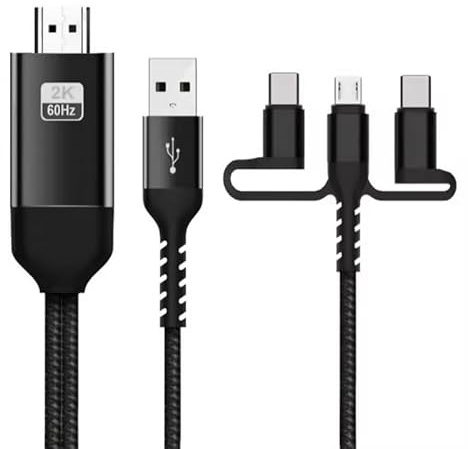 DUOBAGMA Cable 3 en 1 USB C a HDMI compatible 2K 60Hz Micro USB Tipo C a HDM IAdapter Convertidor USB 5V Fuente de alimentación