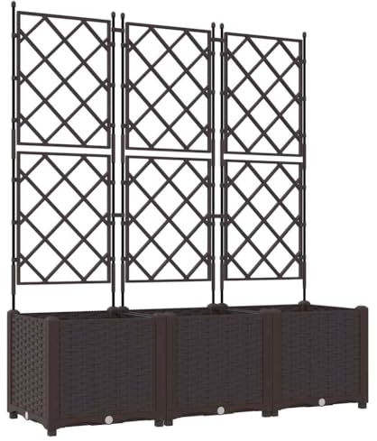 vidaXL Cache-Pot de Jardin 3 pc Marron 120 x 40 x 143 cm PP | Un style simple avec des lignes épurées qui ajoute du charme à n'importe quel espace extérieur ,