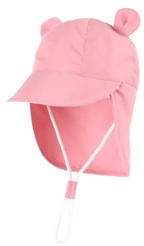 Gorro Sol Bebe Gorra Verano con Orejas Lindo Sombrero de Playa con Protección Cuello Solar UV Sun Hat con Forro de Malla Transpirable Gorros Niño Niña con Correa Ajustable para La Barbilla UPF 50