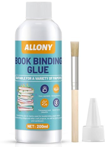Allony Böcklim, 200 ml, vit, fuktbeständig, stark vidhäftning, snabbtorkande, perfekt för reparation och inkapsling av böcker och hantverk gör-det-själv