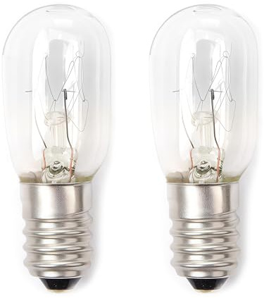 CKDSA 2x E14 Kühlschranklampe 15W Warmweiß 90 Lumen 2700K Kühlschrank Birne | Glühbirne Wandlampe 360° 230V AC Nicht Dimmbar mit T22 Kapsel für Nähmaschine Dunstabzugshaube Salzsteinlampe Gefriertruhe