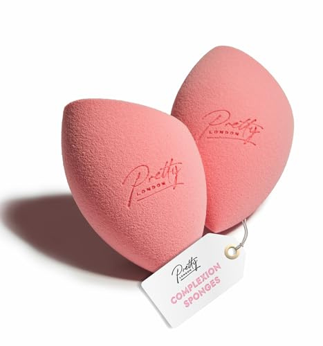 Pretty London Lot de 2 éponges de teint pour application de maquillage - Éponges Soft Beauty Blender pour fond de teint, correcteur et poudre - Sans latex
