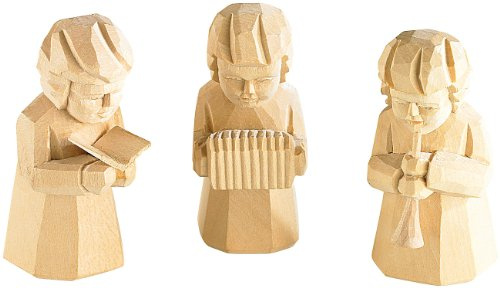 infactory Weihnachtsfiguren klein: Schnitzfiguren-Trio aus Holz Weihnachtsmusikanten (Holzfiguren, Kleine Weihnachtsfiguren aus Holz, Engel)