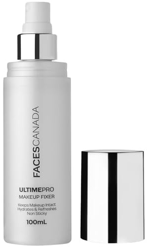 FACES Canada Ultime Pro Makeup Fixer, spray fissante a lunga durata da 100 ml, idrata, lenisce e rinfresca la pelle, con acido ialuronico e vitamina E, senza alcool
