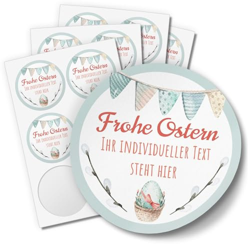 24 INDIVIDUELLE runde Etiketten für Ostern SELBER GESTALTEN: Personalisierte Aufkleber für Frohe Ostern, Geschenke, Ostereier, Hase, für Namen, Produkte, Gläser, basteln, Deko, Osternest, Ostergrüsse