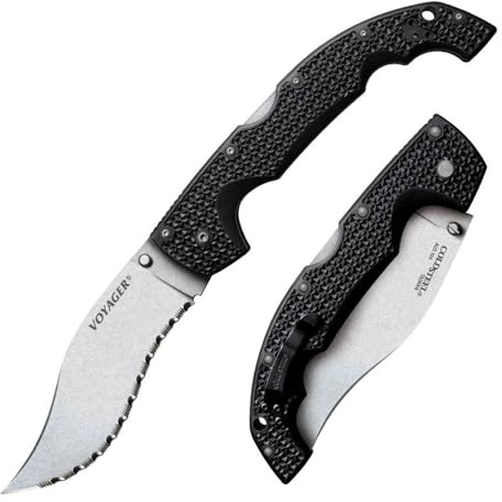 Cold Steel Voyager XL Vaquero 5.5 AUS10A Kukri Serrated Edge Razor-Sharp Blade 6.75 Griv-Ex Handle Everyday Carry Tactical Folding Knife