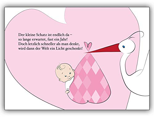 16er Set: Wunderschöne Babykarte (Mädchen): Der kleine Schatz ist endlich da. • liebevolle Willkommens Grusskarte, Geschenk-karte zur Geburt für Mutter und Kind für Mitarbeiter, Familie