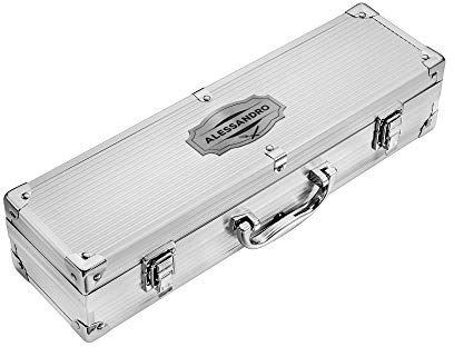 AMAVEL Kit per Barbecue con Valigetta in Acciaio Inox Personalizzabile con Nome, Accessori Grill, Attrezzi Griglia, Utensili da Cucina
