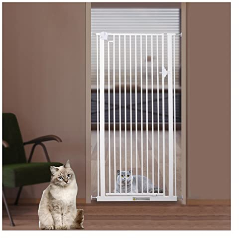 PBZLL Haustier-Sicherheitsgatter 100cm extra hohe Hundekatze-Tore, druckmontierte Metall-Baby-Treppen-Tore for den Türweg, Breite einstellbar 74-164 cm (Color : White, Size : Wide 94~99cm)