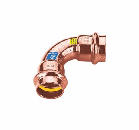 Sanpro Fitting - Pressfitting Kupfer 90° Winkel - Bogen, Größe V 22 (Pressfitting Kupfer Gas Wasser Trinkwasser Heizung Sanitär Fittings Kupferleitung)