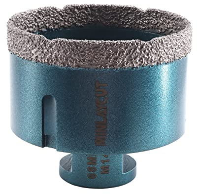 Forets Carrelage Diamant 68mm - MINLAYCUT Brasé Sous Vide et Trépans avec Filetage M14 pour Perçage à sec en Porcelaine Carrelage Granit Marbre