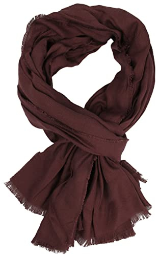 Rotfuchs Bufanda de algodón para mujer, diseño arrugado, color rojo oscuro, fabricada en Alemania, rojo oscuro, XL