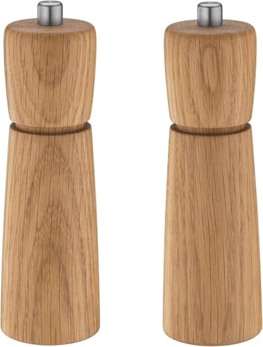 Zassenhaus Mühlenset KIEL Eichenholz 18 cm | Geschenkset | Pfeffermühle & Salzmühle| mit stufenlos verstellbarem Keramikmahlwerk | befüllte Gewürzmühlen| | Ø 5,5 cm, H: 18 cm