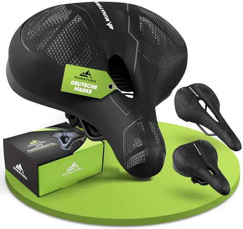 MUNATURA Fahrradsattel mit Memory Foam und Federung – Fahrradsattel Herren bequem – Ergonomischer und Wasserdichter Fahrrad Sattel - Fahrradsattel Damen