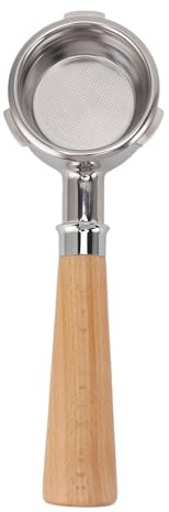 Portafilter Professionnel 58 mm Sans Fond, Design à 3 Oreilles avec Poignée en Bois de Hêtre, Style A2 pour Machines à Café