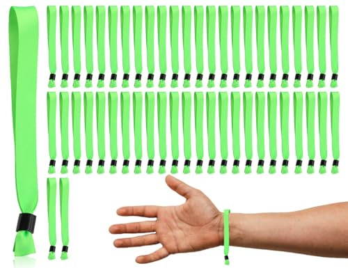 KAPSING 50 stycken armbandsset, gröna tygarmband med plastlås, engångsfestarmband för födelsedagsfest-presenter