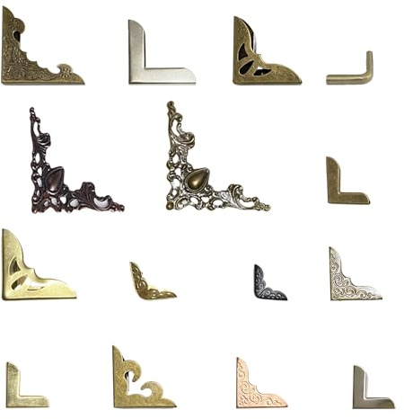 Yuaaoh Buchecken Schutz Metall 150STK 15 Stile Buch Eckenschutz Metall Dekorative Schutzecken Kantendekor Eckenschutz Metall Vintage für Bücher Sammelalben Fotoalben Menüs (10STK pro Stil)