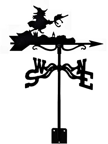 Girouette pour jardin Statue de sorcière Girouette à vent pour cour en acier inoxydable durable Indicateur de direction du vent pour montage sur toit extérieur Outil de mesure de cour