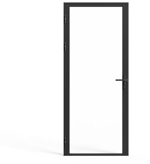 Vente-unique - Bloc porte réversible en aluminium et verre trempé - H204 x L83 cm - Noir - LOXTON