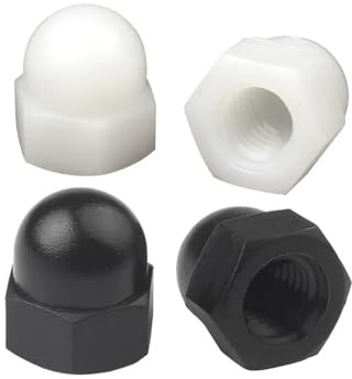500 STÜCKE Schwarz Weiß DIN1587 Hutmuttern M10 Kunststoff Nylon Hutmutter Kuppelkopf Sechskantmuttern Dekorieren Mutter Schwarz M10(Black)