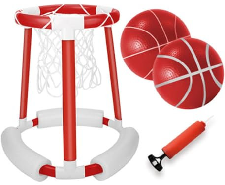 Basketballreifen für Pool, Basketballkorb am Pool, Spielen im Freien, Poolspiel mit Ball und Pumpe für Poolparty, Geburtstagsfeier 23,23 x 20,87 x 14,1