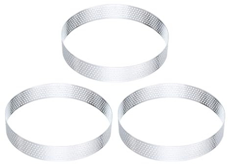 QUARKZMAN 3pz Anelli Crostate Acciaio Inossidabile 5.1 Cerchio Metallo Perforato per Dolci Mousse Anello per Torta Rotondo Antiaderente per Cucina Domestica Strumento Produzione Formaggio