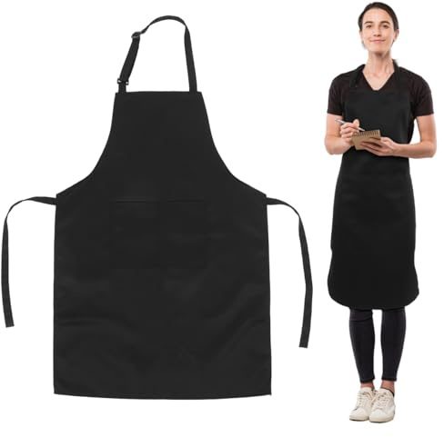 SAFIGLE Adjustable Chef Apron for Cooking and Baking with Large Coverage Breathable Polyester Cotton Bib Apron Featuring Neck Strap for Kitchen Salon Gardening and Barbecue