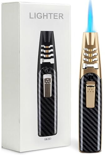 Fire Lighter, Fireblaze Feuerzeug, Jetflamme Feuerzeug Gas Nachfüllbar Sturmfeuerzeug Geschenke für Männer, Winddicht Langes Stabfeuerzeug, Einstellbare Flamme Feuerzeug für BBQ (KEIN Gas) (Gold)