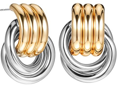 Knoten Ohrringe Gold Ohrringe Modeschmuck Ohrringe Klobige Creolen Statement Schmuck Tropfen Ohrringe Hypoallergene Elegante Goldene Ohrringe Hängend Chunky Drop Statement Für Damen Mädchen Geschenke