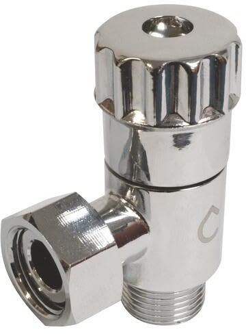 SOMATHERM FOR YOU, Rubinetto d'arresto ad angolo anticalcare per WC, ingresso maschio3/8, uscita dado girevole3/8, testa ceramica, ottone cromato, finitura curata -3/8, cromato