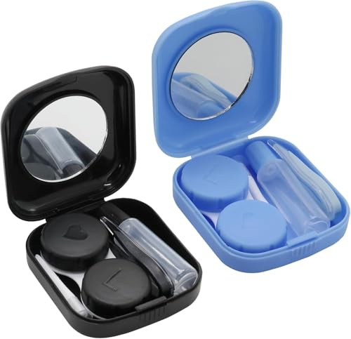2 contenitori per lenti a contatto, accessori per lenti a contatto, contenitore per lenti a contatto, lenti a contatto, set da viaggio, con pinzette e lenti a contatto, aiuto per la casa e i viaggi