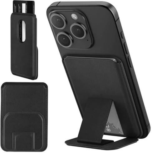 Porte Cartemagsafe, magsafe wallet, Porte-Cartes telephone en PU, Noir, pour iPhone 16/15/14/13/12 Séries, non compatible avec iPhone 13/12 Mini