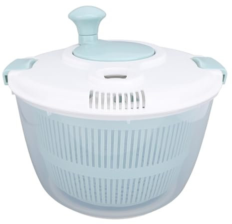 Essoreuse à Salade 5L Multifonctionnelle, Essoreuse à Laitue, Lave-fruits avec Bol de Vidange, Séchoir à Légumes, Cuisine Domestique Bleue, Passoire pour