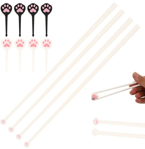 2 Paar Cat Paw Chopsticks Katzenpfoten EssstäBchen SüßE PfotenabdrüCke Katzenpfoten StäBchen EssstäBchen Mit Ka-tzenpfoten Wiederverwendbare EssstäBche Mit 8 Obstgabeln Kinder