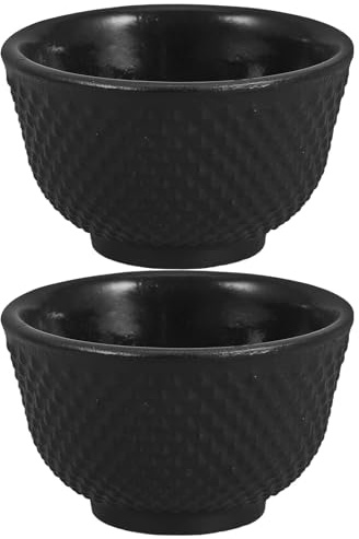 INOOMP Juego de 2 tazas de té vintage de hierro fundido - Utensilios de té retro estilo Kung Fu - Taza de té tradicional japonesa - pequeñas de 35 ml para ceremonias - Vajilla de estilo antiguo