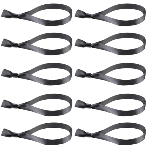 CREATCABIN 100 pz Braccialetti Identificativi Braccialetti per Eventi Regolabili Poliestere Nero all'Ingrosso Etichette per Bracciali Cinturini Polso Festival Feste 177 x 15 x 9mm
