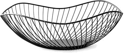 PTHDEW Obstschale, Metall Obstschale, 1 Obstkorb, Früchtekorb, Draht Obstkorb, Obstschalen, Handgeschweißt, Rutschfest, Starke Tragfähigkeit, für Obst, Gemüse, Kleinigkeiten, Dekoration (Schwarz)