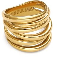 SINGULARU Anillo Mujer Ondina Acero Baño Oro