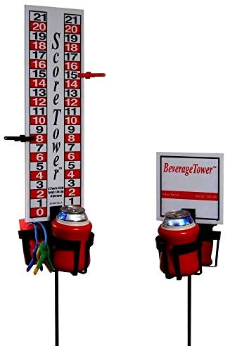 Backyard Scoreboards, Punkteturm Combo Set – Beinhaltet Outdoor-Spiel Punkteturm und zusätzlichen Getränkehalter