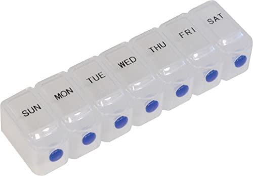 7 Day Pill Dispenser Tablet Box Organiser 1 Compartment per Day for those who take many Tablets on a Daily Basis Easy Medication Management and Organisation Easy Push Button Open Perfect for Travel