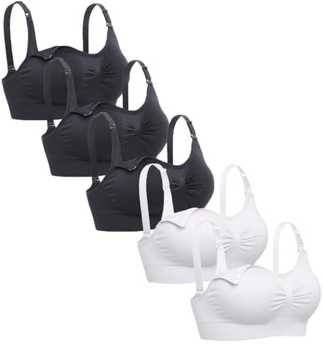 Lataly dam sömlös amnings-bh sovande moderskap bralette för amning 3-pack, 3black2white, M