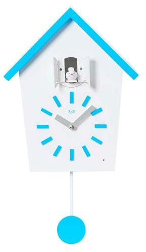 Cuco Clock Kuckucksuhr BAUERNHAUS, 28,3 × 22,8 × 10,4cm Pendeluhr Wanduhr, Moderne Schwarzwalduhr mit Nachtruhefunktion, Vogelgezwitscher, Vogelstimme