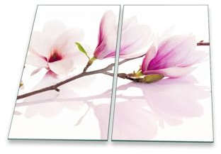 Herdabdeckplatte Abdeckung Ceranfeld Abdeckplatte Schneidebrett 2-Teilig 60x52 Magnolie Rosa Spritzschutz Glasplatte Ceranfeldabdeckung Schutz Herdschutz Sicherheitsglas Glasschneidebrett 2x30x52